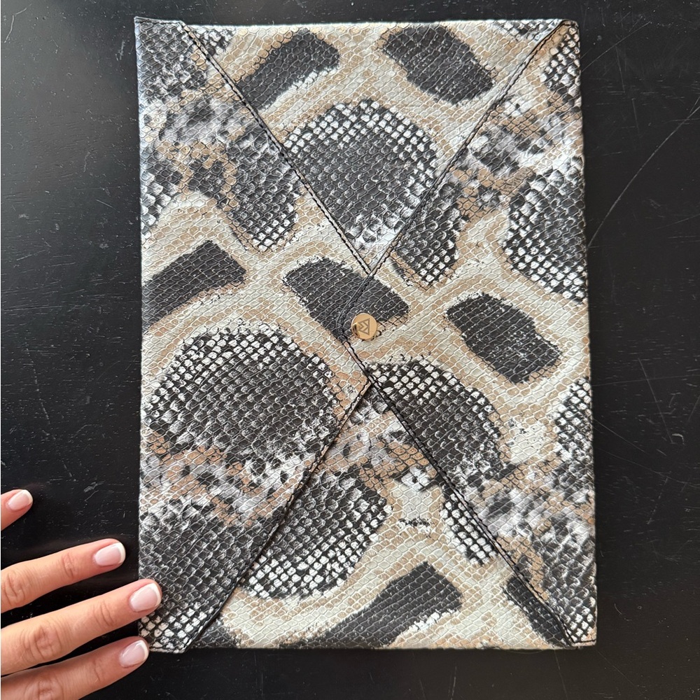 Kelly Wynne Snake Print Envelope Clutch